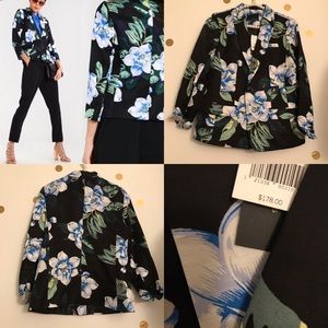 NWT Banana Republic Floral Blazer Size 10 Black